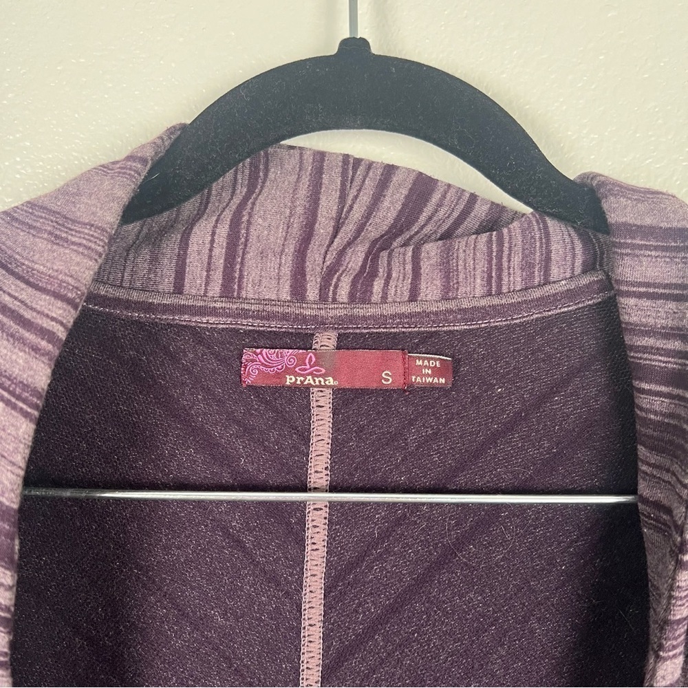 Prana Paradiso Cocoon Cardigan Sweater Purple Striped Open Front Small - Picture 4 of 6